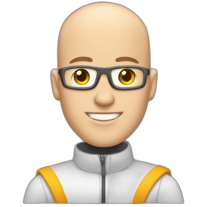 Bald man on monowheel emoji