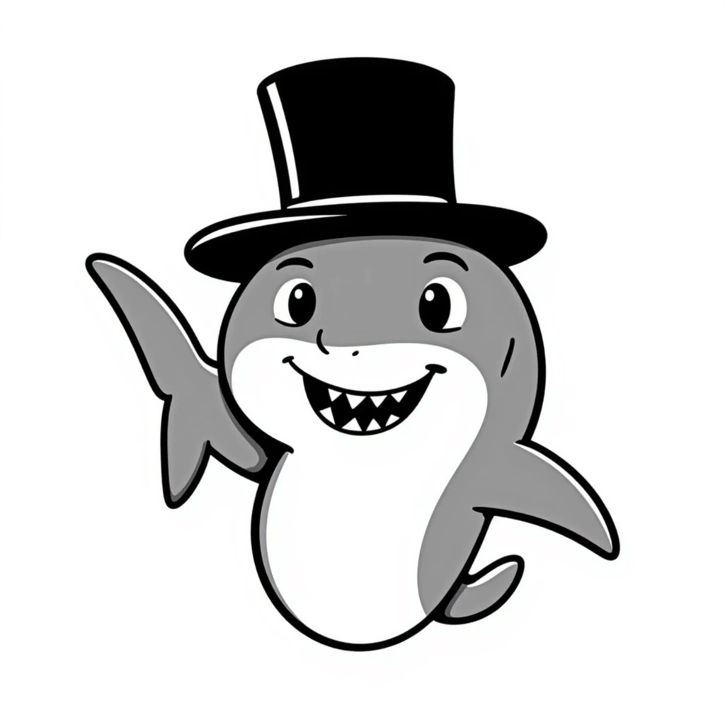 shark wearing a fancy black top hat emoji