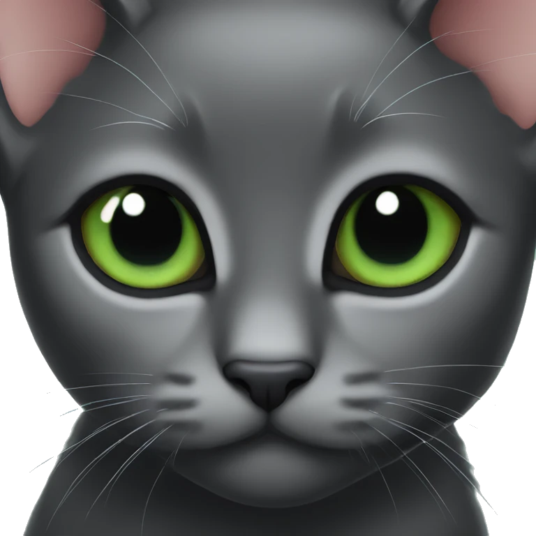 Black kitten with big green eyes emoji