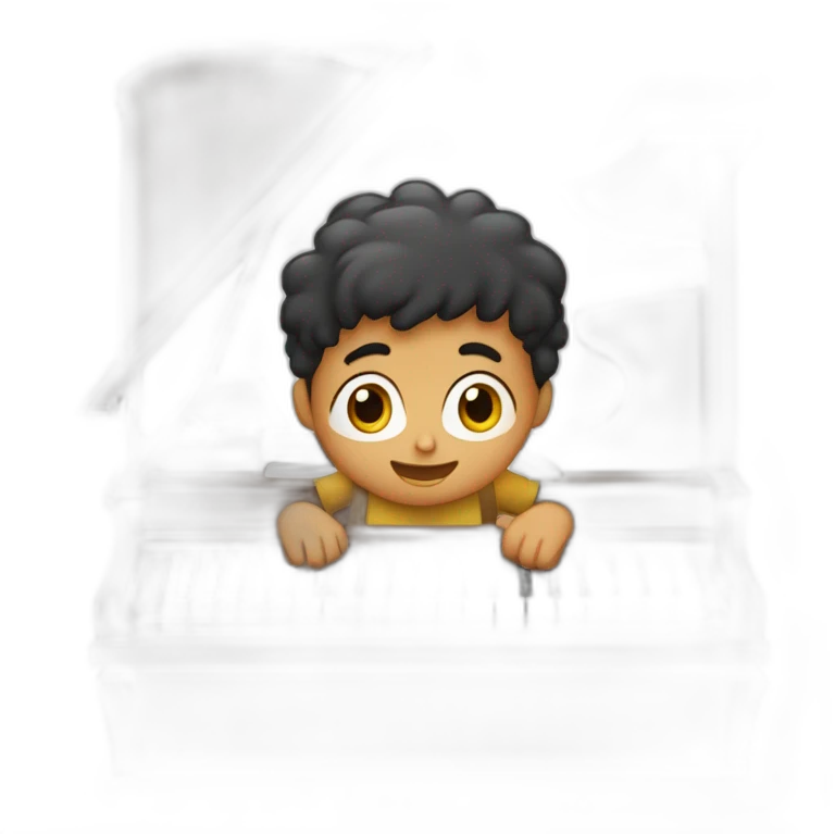 Niño con pelo castaño tocando el piano emoji