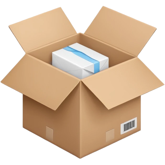 Generate a realistic emoji-style icon of the an open package which is empty and air is coming out of it. Out of the package air is coming out of it and the package is empty from the inside emoji