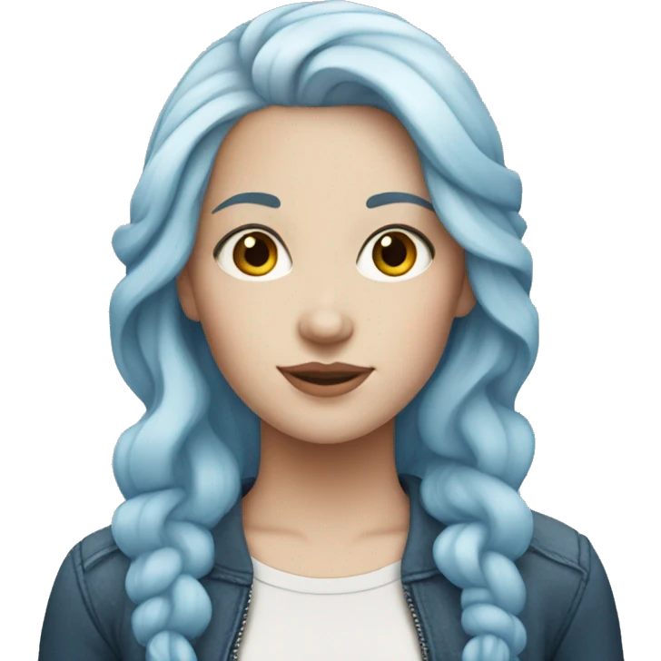 A white girl with moon blue hair  emoji
