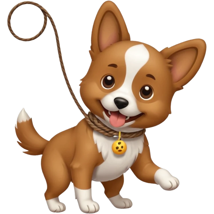 dog playing with a string toy emoji