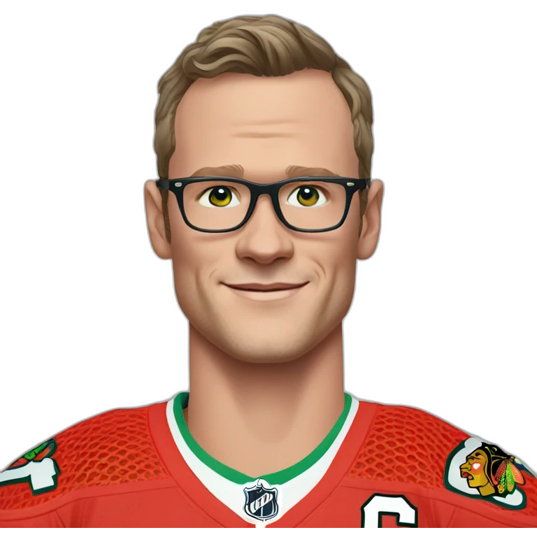 Jonathan Toews wearing glasses and rainbow clothes emoji