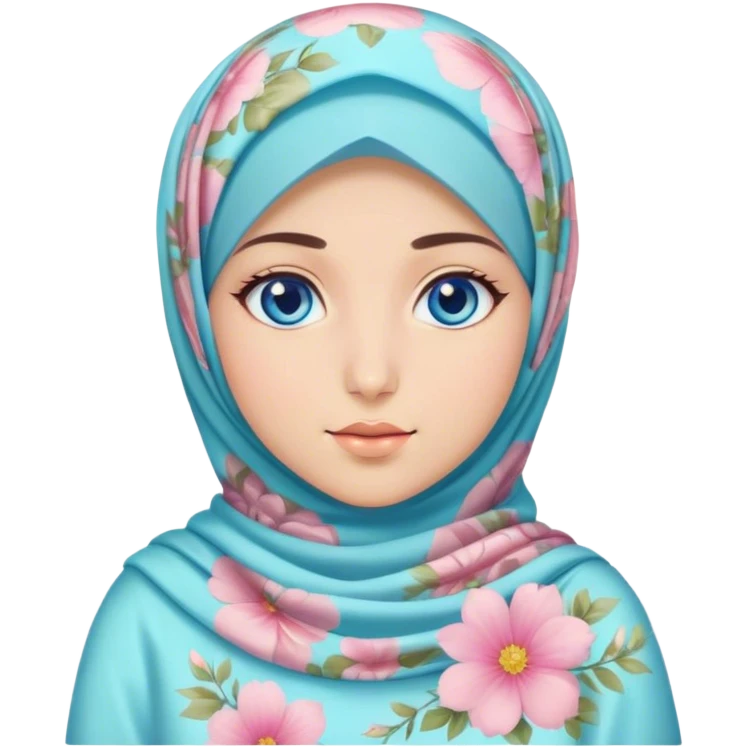 Turkish beautiful finish Konya girl blue eyes with hijab and pastel floral dress emoji