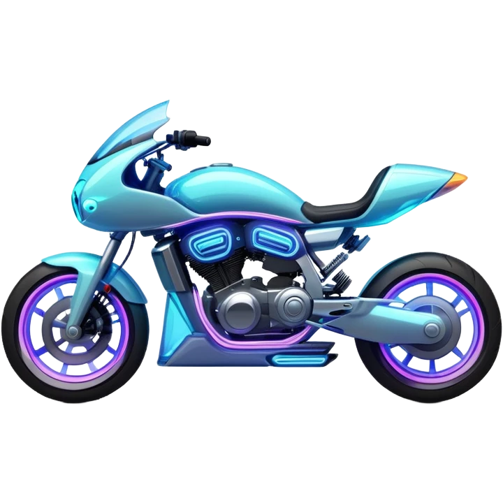 Neon-lit motorcycle with transparent wheels emoji