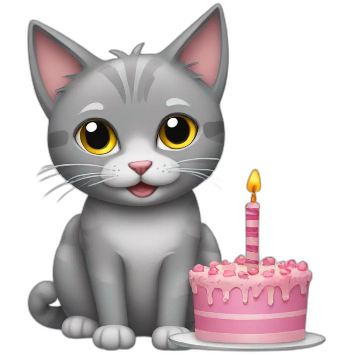Birthday gray cat emoji