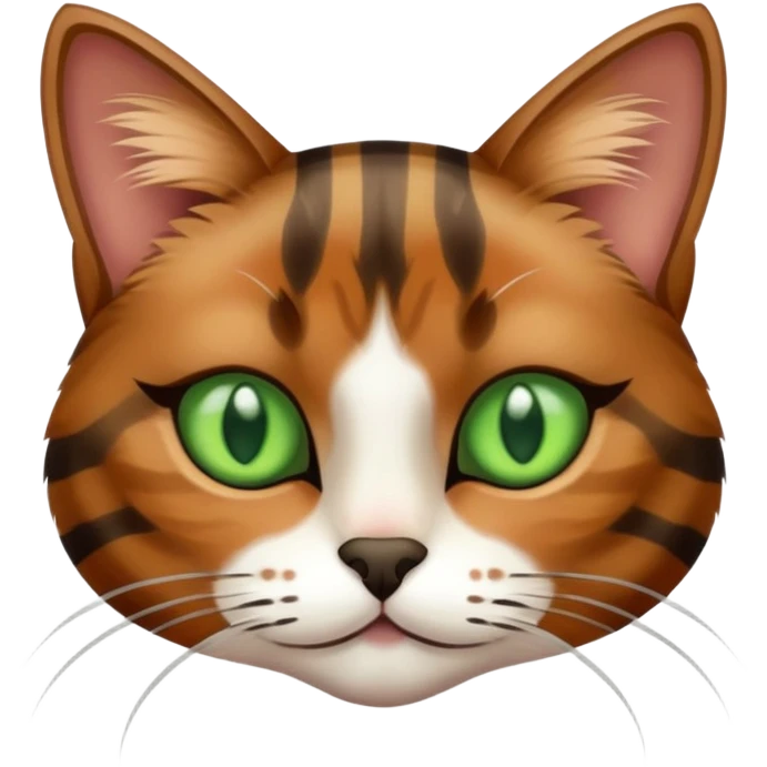 brown stripe cat with green eyes emoji