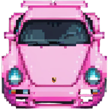 full view of a pink porsche sports car emoji
