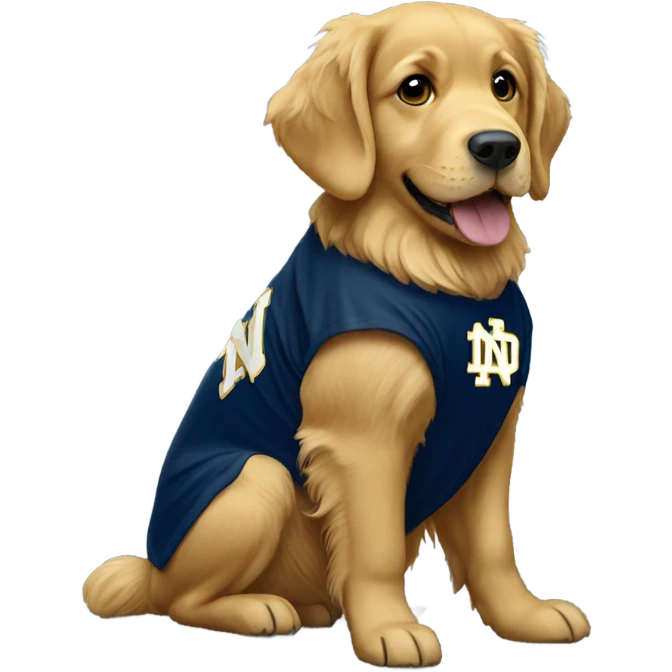 Golden retriever with ND jersey on emoji
