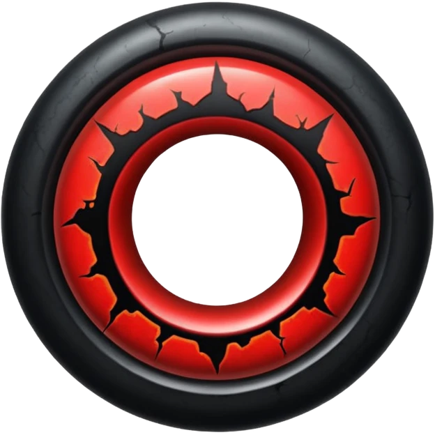 iOS sticker, cursed ring, black shades, red crack, minimal emoji