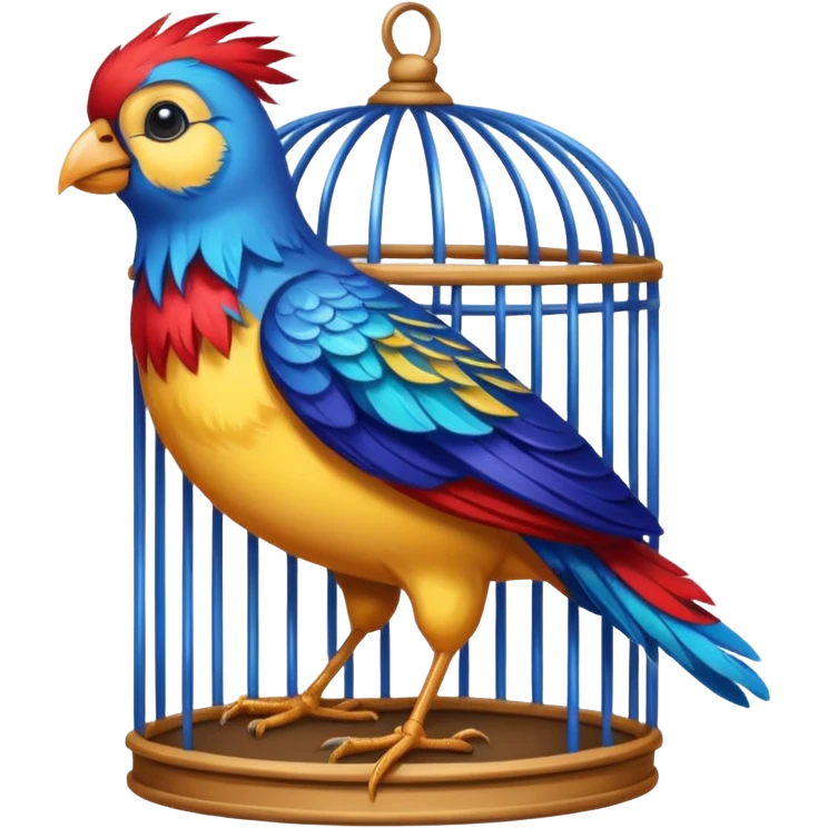 colored bird in cage emoji