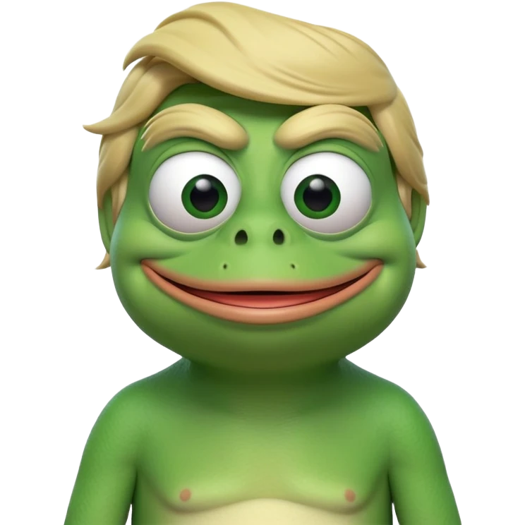 Trump, funny, 3d pixar style, green pepe the frog face emoji