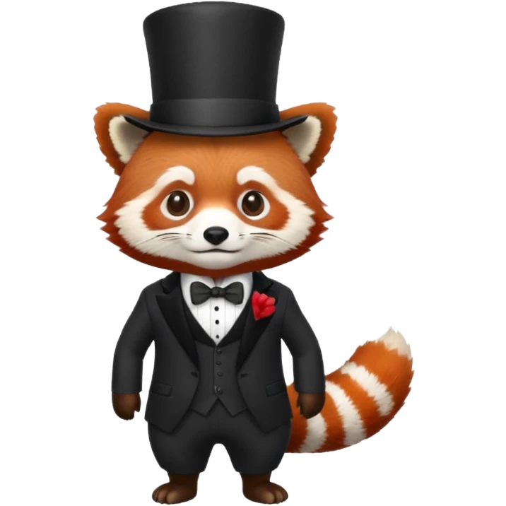 A red panda with a top hat and a suit emoji