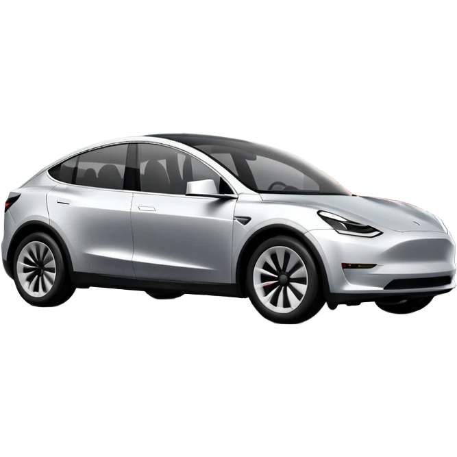 A Tesla Model Y parallel parking in front of a store, from above emoji