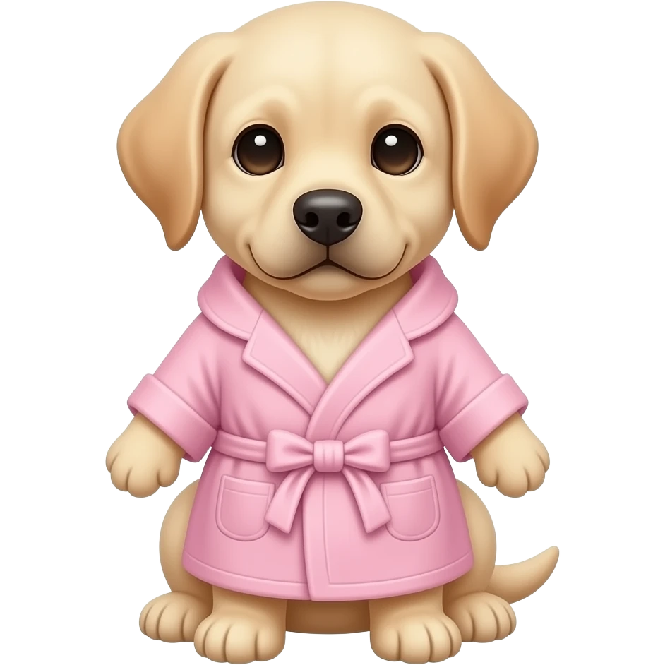 baby labrador puppy in light pink robe full body emoji