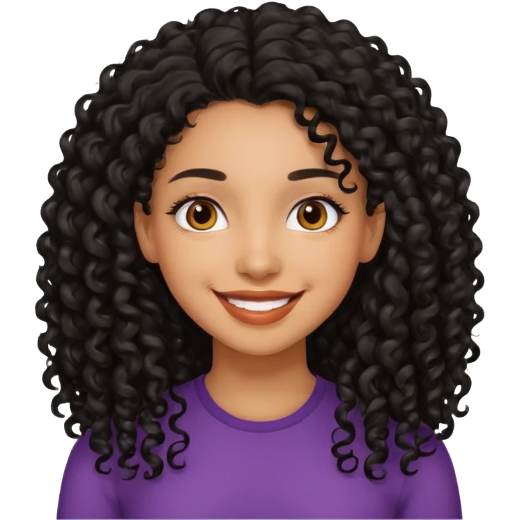 Mixed girl with long dark black curly hair  emoji