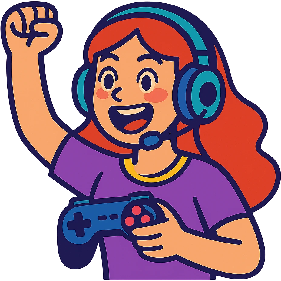 excited gamer girl in headphones emoji