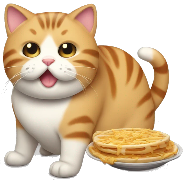 Un gatito gordito comiendo emoji
