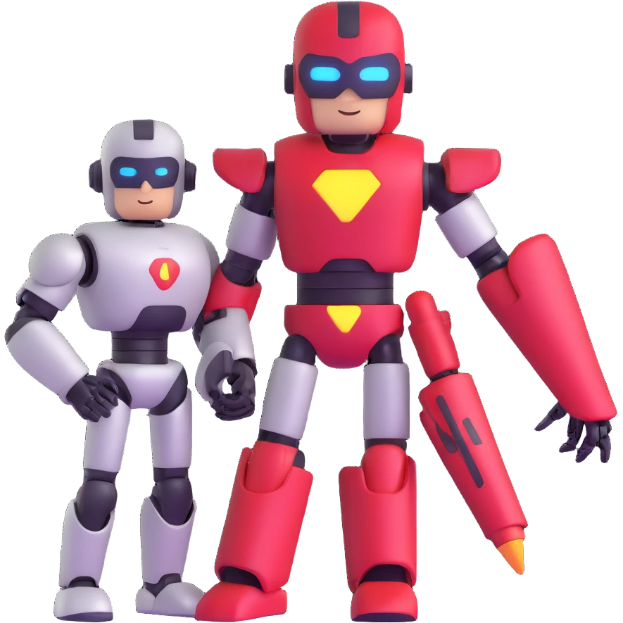 superhero with robot sidekick emoji