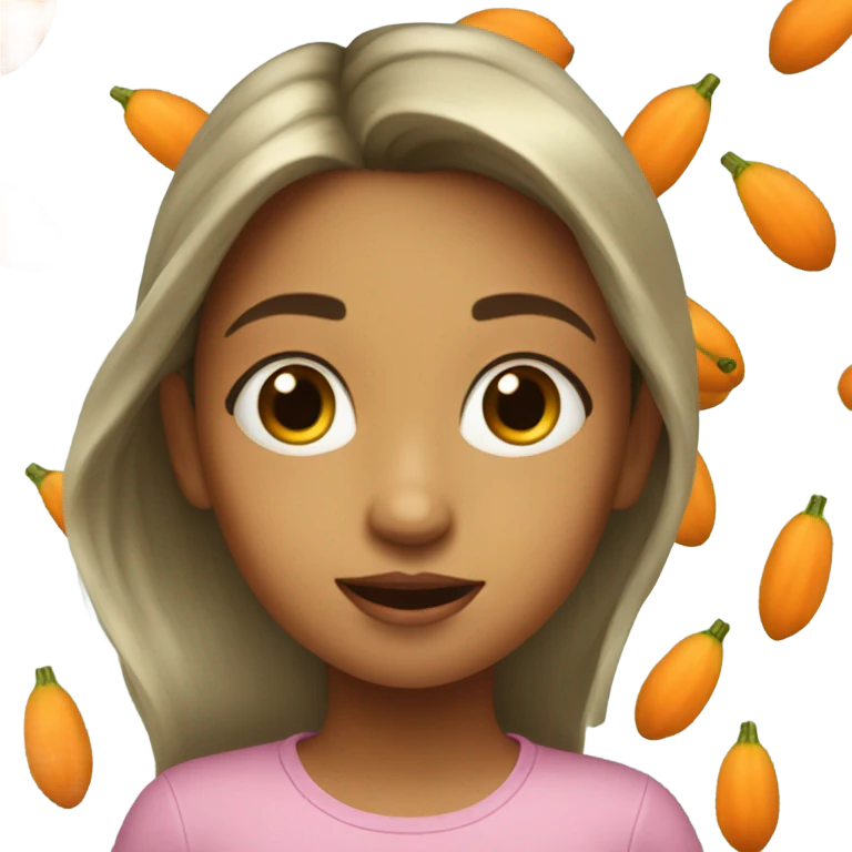 A little sister being a papaya emoji