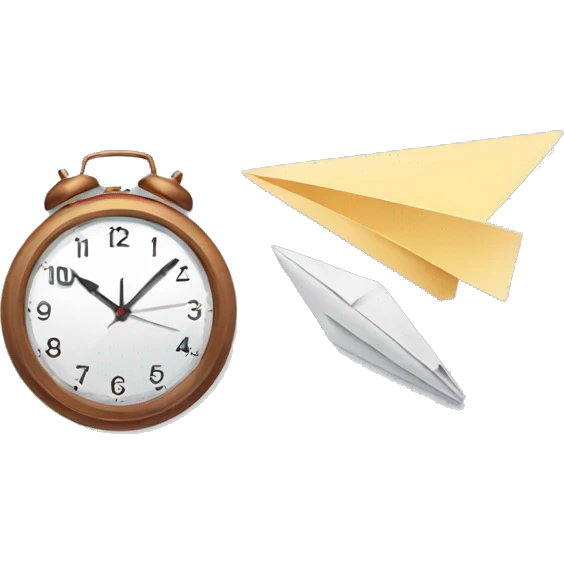 clock and a paper plane emoji