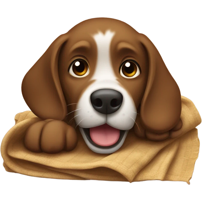 Brown dog eating a blanket  emoji