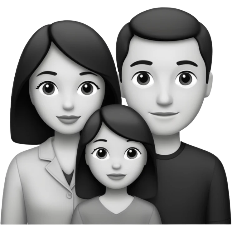 Family Triptych B&W emoji