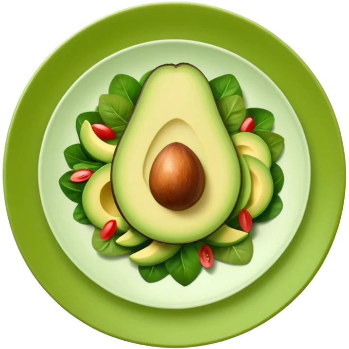A stylized salad plate in greens or avocado with the hashtag #VogueBody. emoji