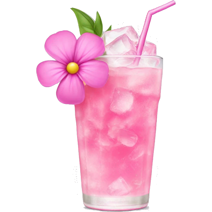 Flower pink drink with ice emoji