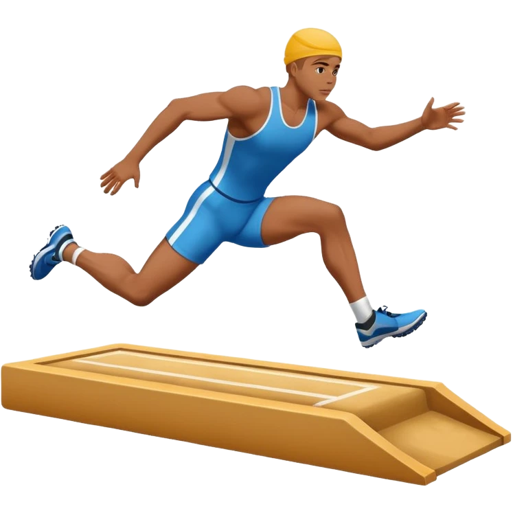 long jump pit, with a runner in mid-jump emoji