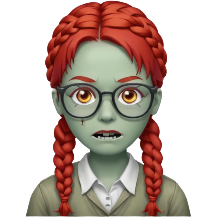 zombie with braided red hair and glassess emoji