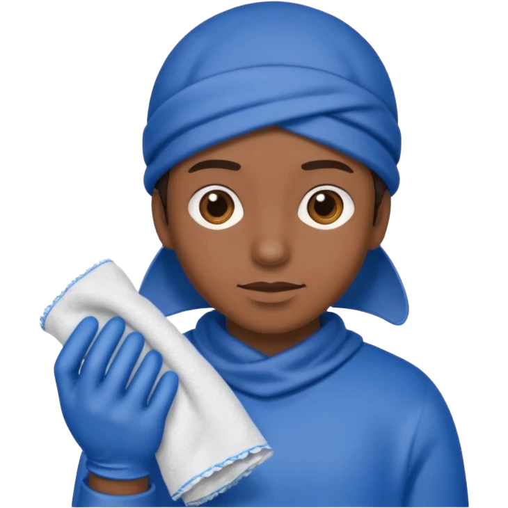 Cleaner + blue gloves + rag emoji