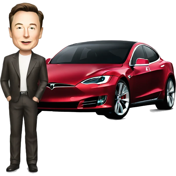 Elon musk with tesla car emoji