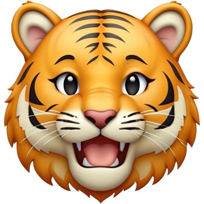 Cinematic Cute Yawning Tiger Portrait Emoji, Head tilted slightly with a dramatic, wide-open yawn, showcasing a lithe, striped body with drowsy, half-closed eyes and an open, relaxed expression, Simplified yet irresistibly adorable features, highly detailed, glowing with a soft, cozy wild glow, high shine, relaxed yet expressive, stylized with a dash of whimsical jungle charm, soft glowing outline, capturing the essence of a drowsy yet affectionate tiger that appears ready to stretch out for a nap! emoji