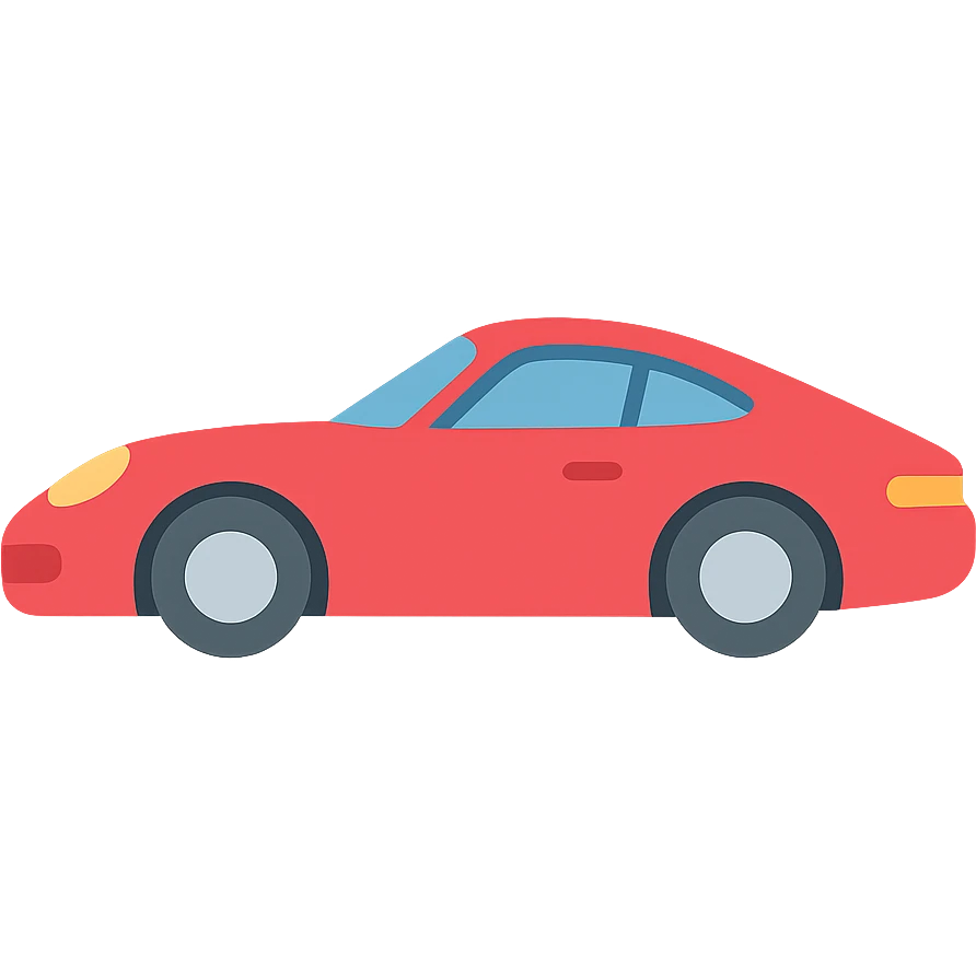 Porsche car, flat color icon, bold shapes, minimal shading, clear outline emoji