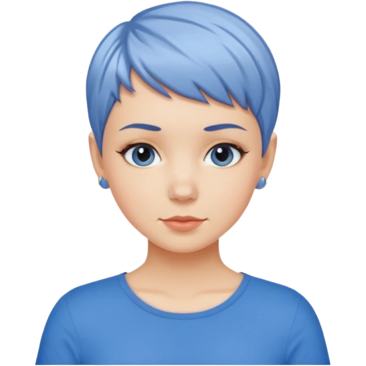 white girl pixie cut and blue shirt emoji