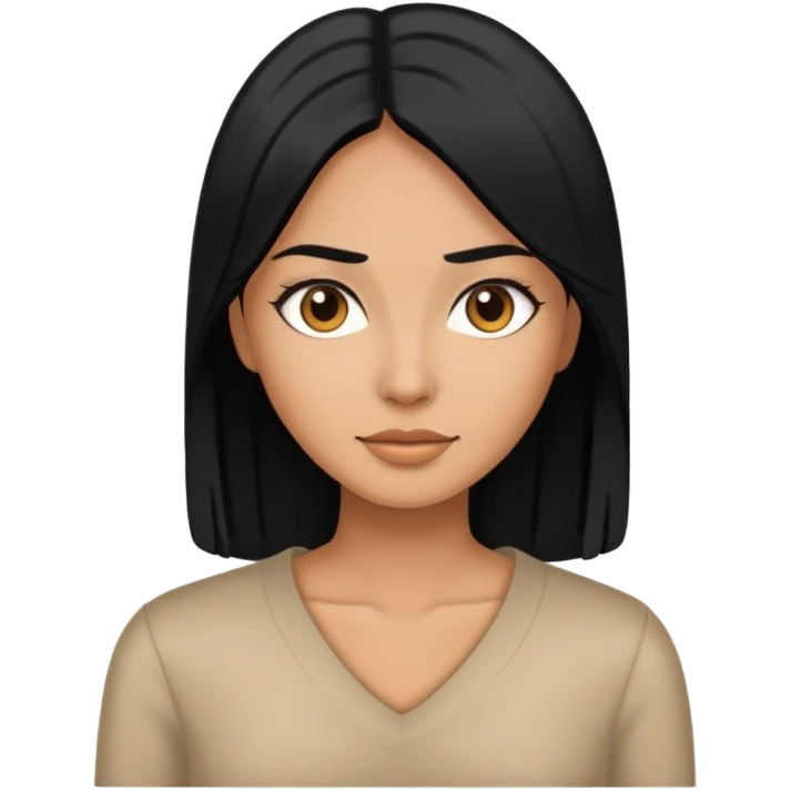 woman with black straight hair and tan skin emoji