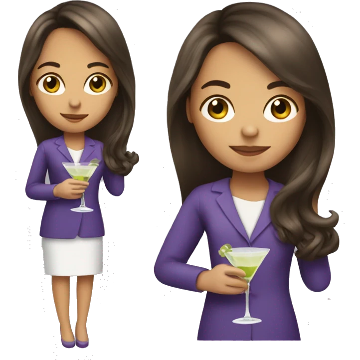 long hair brunette girl holding martini emoji