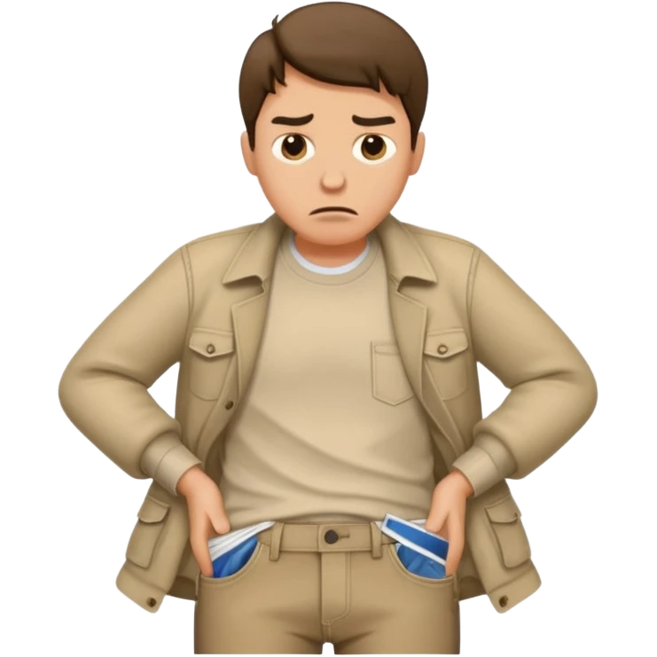 man showing his empty pockets emoji