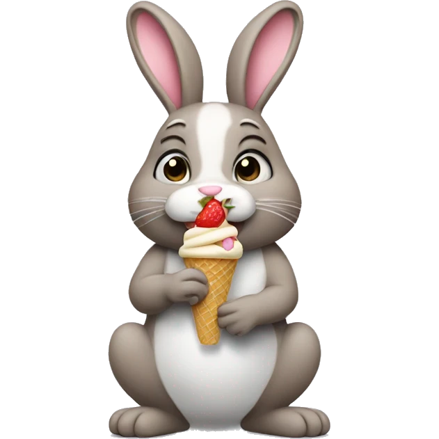 A bunny eating ice cream  emoji