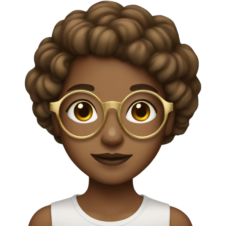 tan girl with gold circle glasses and wavy brown hair  emoji