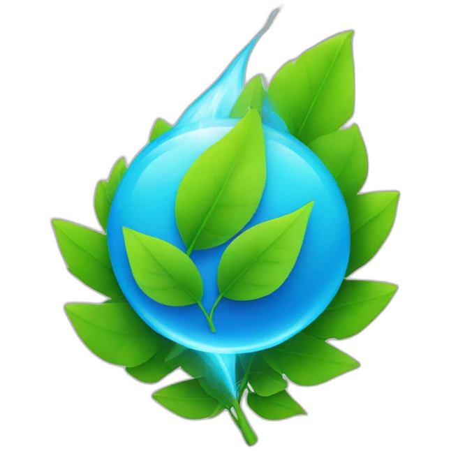 blue "e" from Engie logo with lightening emoji in green leaves emoji
