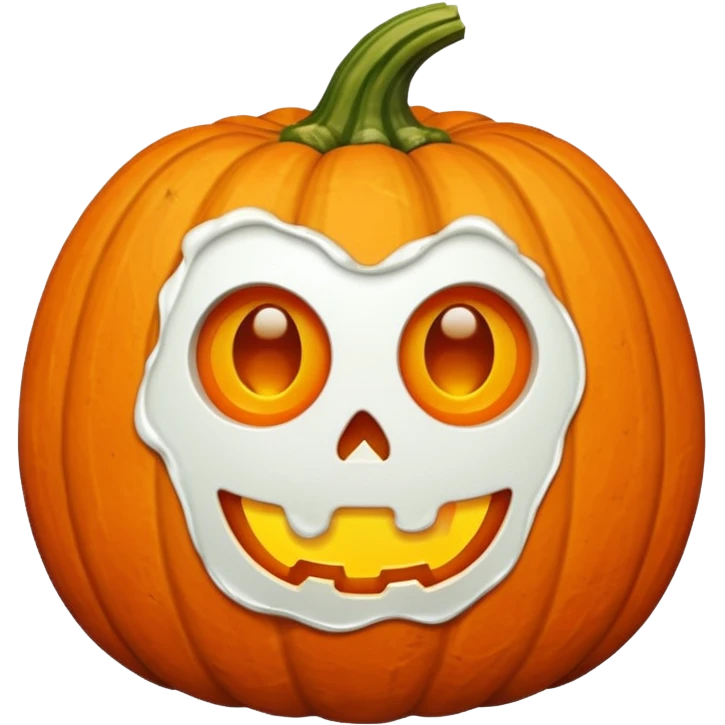 pumpkin with a small round hole in the side, the hole is oozing a thick white substance emoji