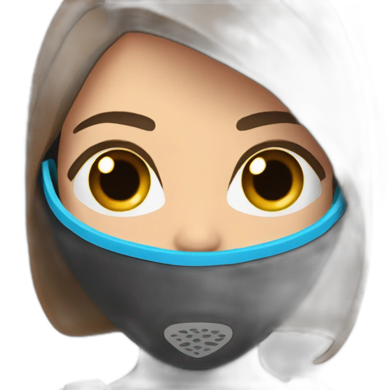 a woman with a black scubadiver suit. pink dive mask, with blues eyes inside the dive mask. brown largue and straight hair emoji