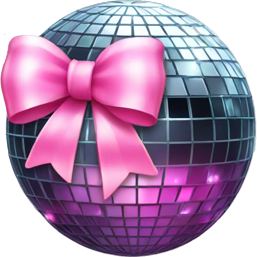 Disco ball with pink bow emoji