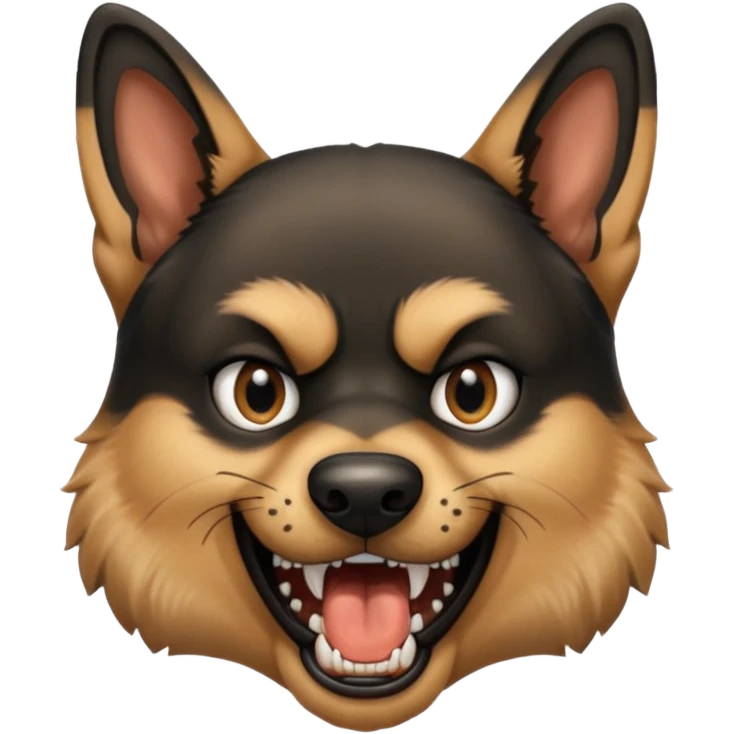 Angry German shepherd head with open mouth emoji