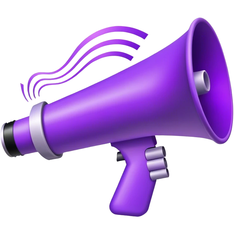 a megaphone with purple sound waves from it emoji