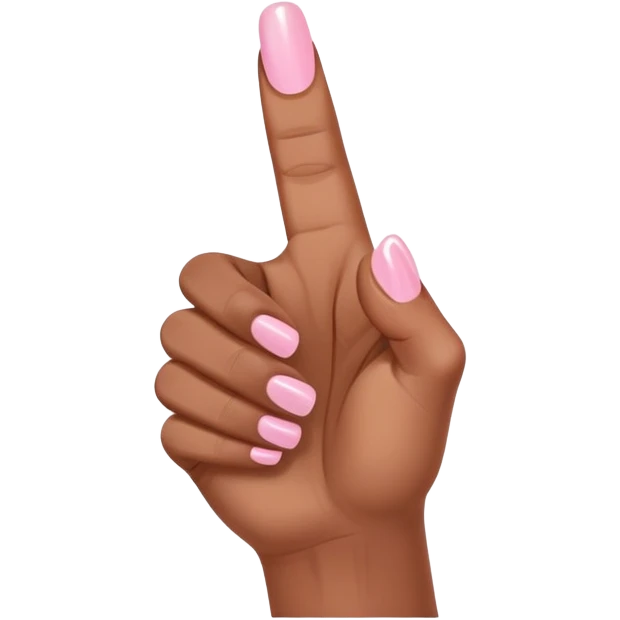 Medium brown skin hand showing thumbs up with light pink painted fingernail polish  emoji