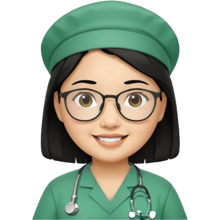 Open


Open


Open


Open
FILIPINA FEMALE NURSE, CHUBBY, BLACK HAIR, WITH GLASSES, GREEN SCRUBS, AND CAP, SMILING emoji